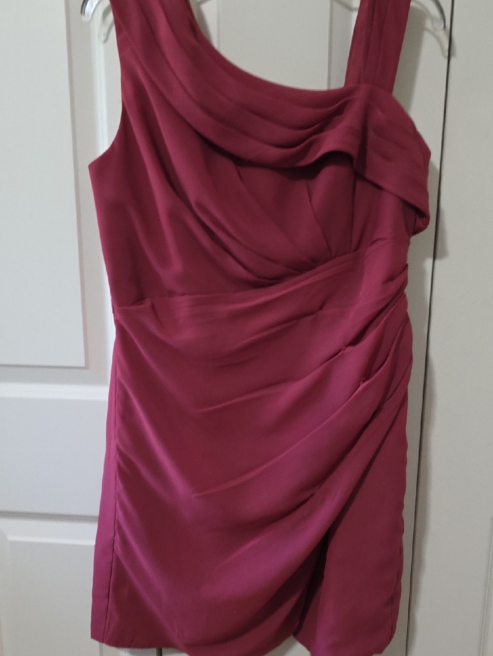 JJs House Wine Red Draped Mini Dress